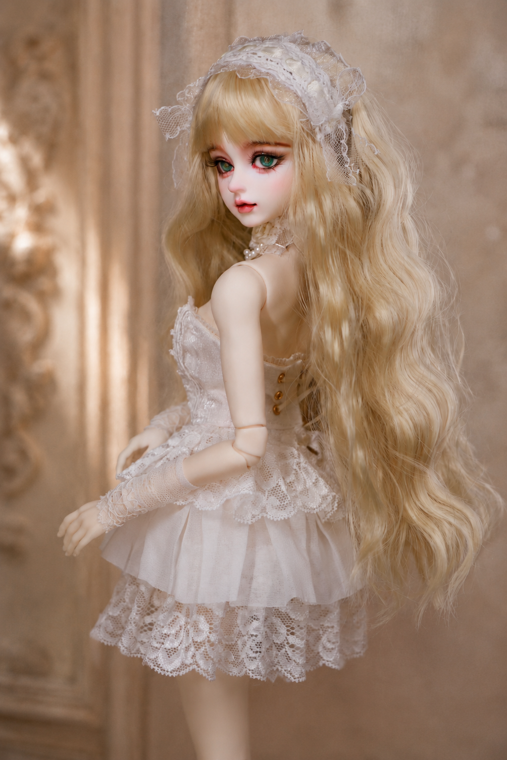 BJD Doll 1/4,Exquisite Hand-Painted Makeup,White Outfit Style - Image 10