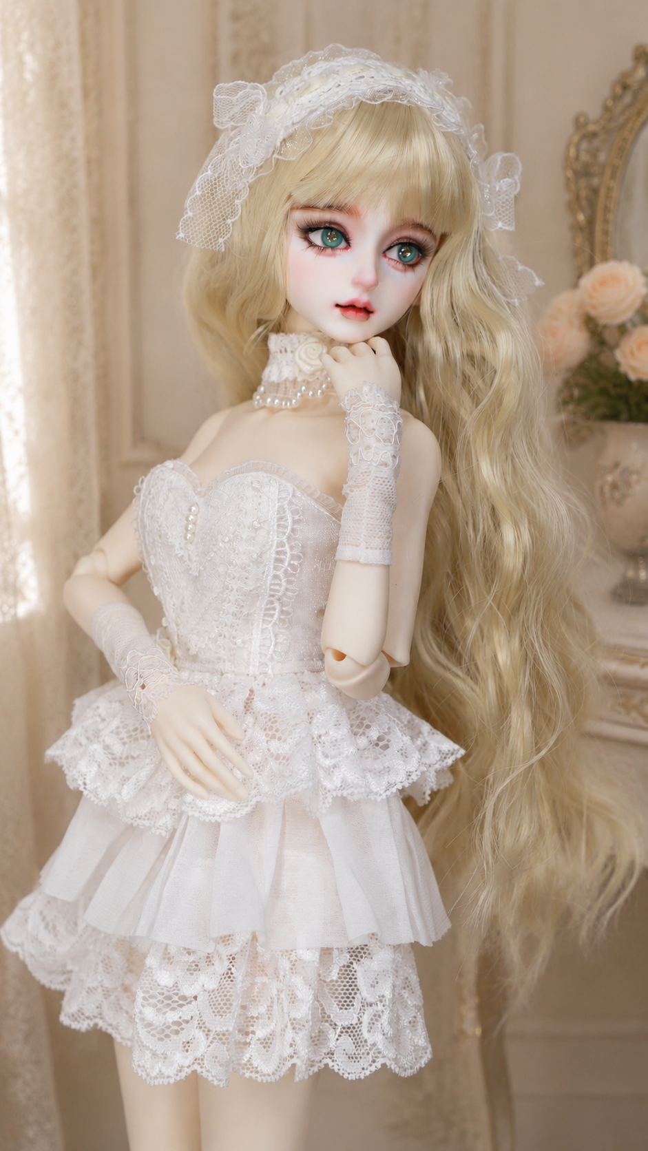 BJD Doll 1/4,Exquisite Hand-Painted Makeup,White Outfit Style - Image 11