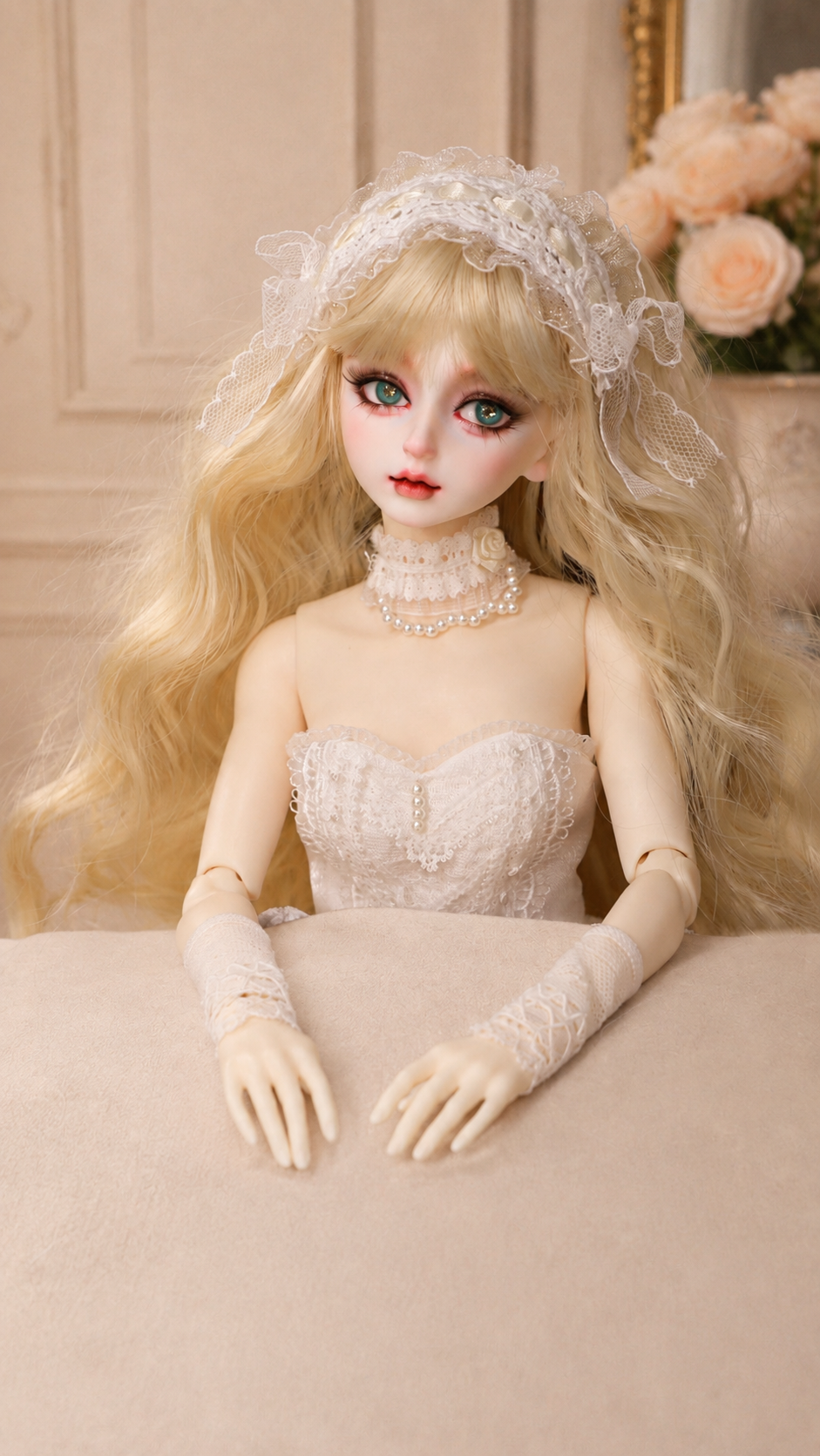 BJD Doll 1/4,Exquisite Hand-Painted Makeup,White Outfit Style - Image 12