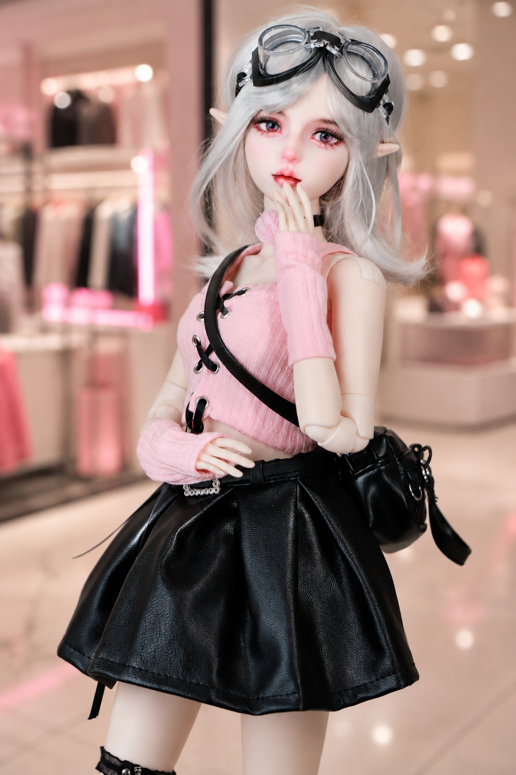 VLEYAN Hand-Painted BJD-Style Doll 1/3 Casual Freckled Doll with Denim Overalls - Image 5