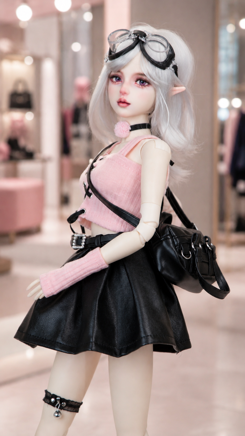 VLEYAN Hand-Painted BJD-Style Doll 1/3 Casual Freckled Doll with Denim Overalls - Image 6