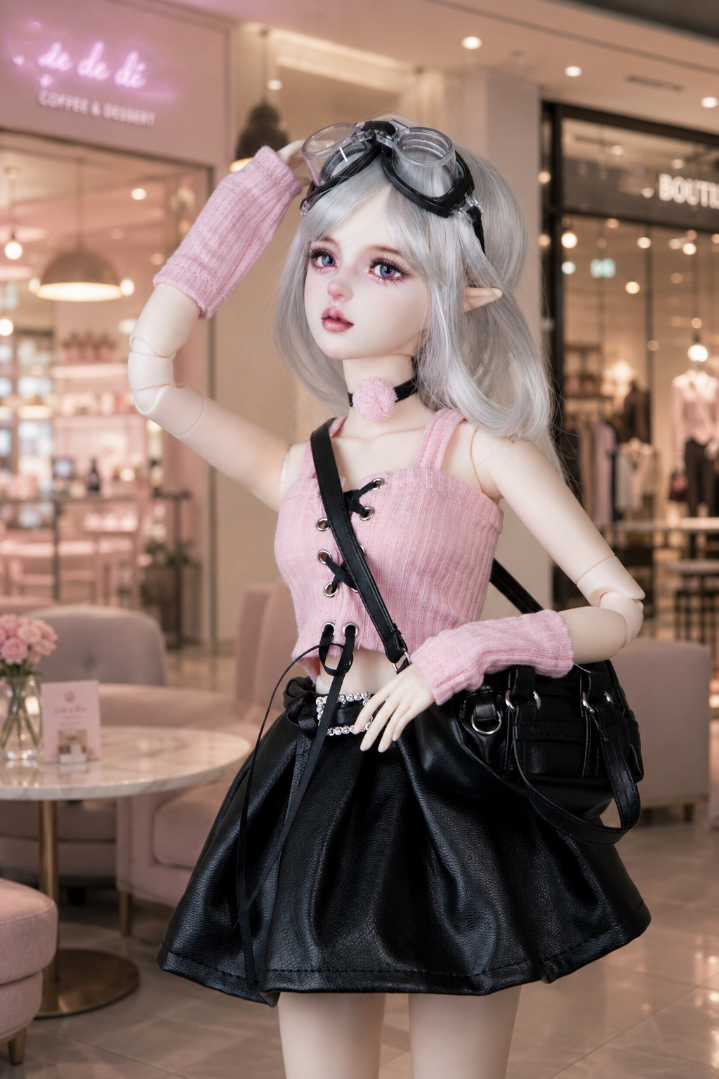 VLEYAN Hand-Painted BJD-Style Doll 1/3 Casual Freckled Doll with Denim Overalls - Image 7