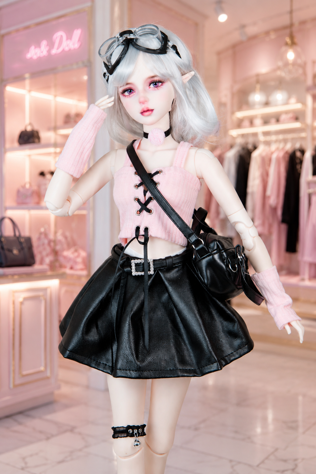 VLEYAN Hand-Painted BJD-Style Doll 1/3 Casual Freckled Doll with Denim Overalls - Image 8