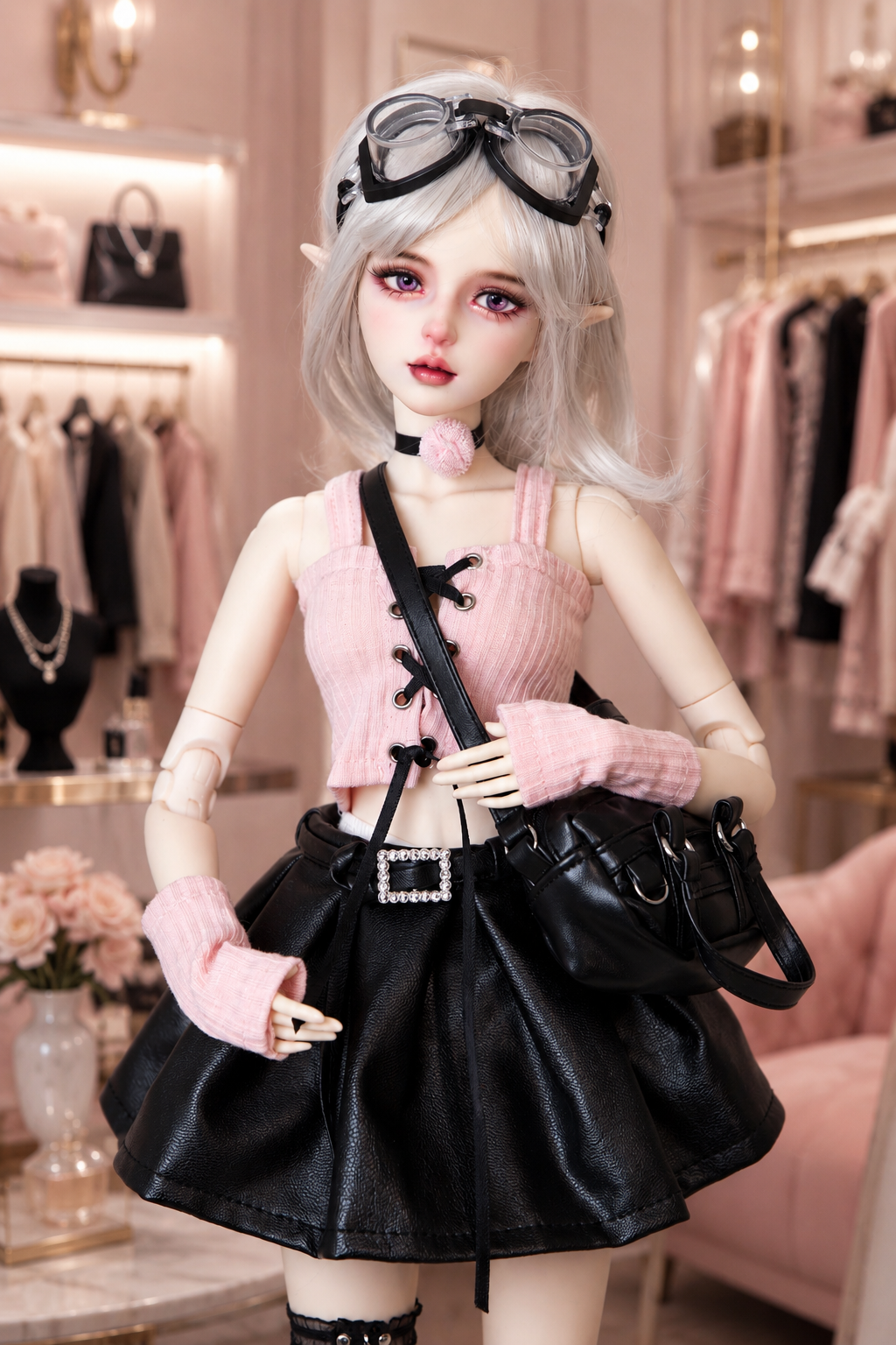 VLEYAN Hand-Painted BJD-Style Doll 1/3 Casual Freckled Doll with Denim Overalls - Image 9