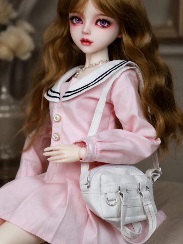 VLEYAN 1/3 BJD-Style Doll, Hand-Painted Face with Purple Eyes, 31-Joint Poseable 22.8-Inch Collectible Doll in Pink Sailor Outfit with Wig, Shoes & Accessories