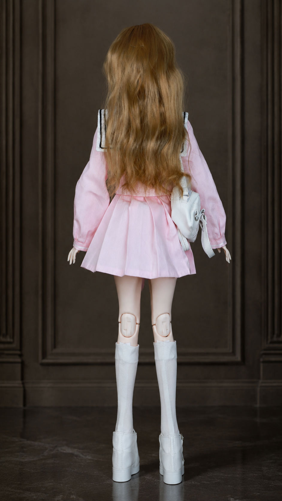 VLEYAN 1/3 BJD-Style Doll, Hand-Painted Face with Purple Eyes, 31-Joint Poseable 22.8-Inch Collectible Doll in Pink Sailor Outfit with Wig, Shoes & Accessories - Image 9